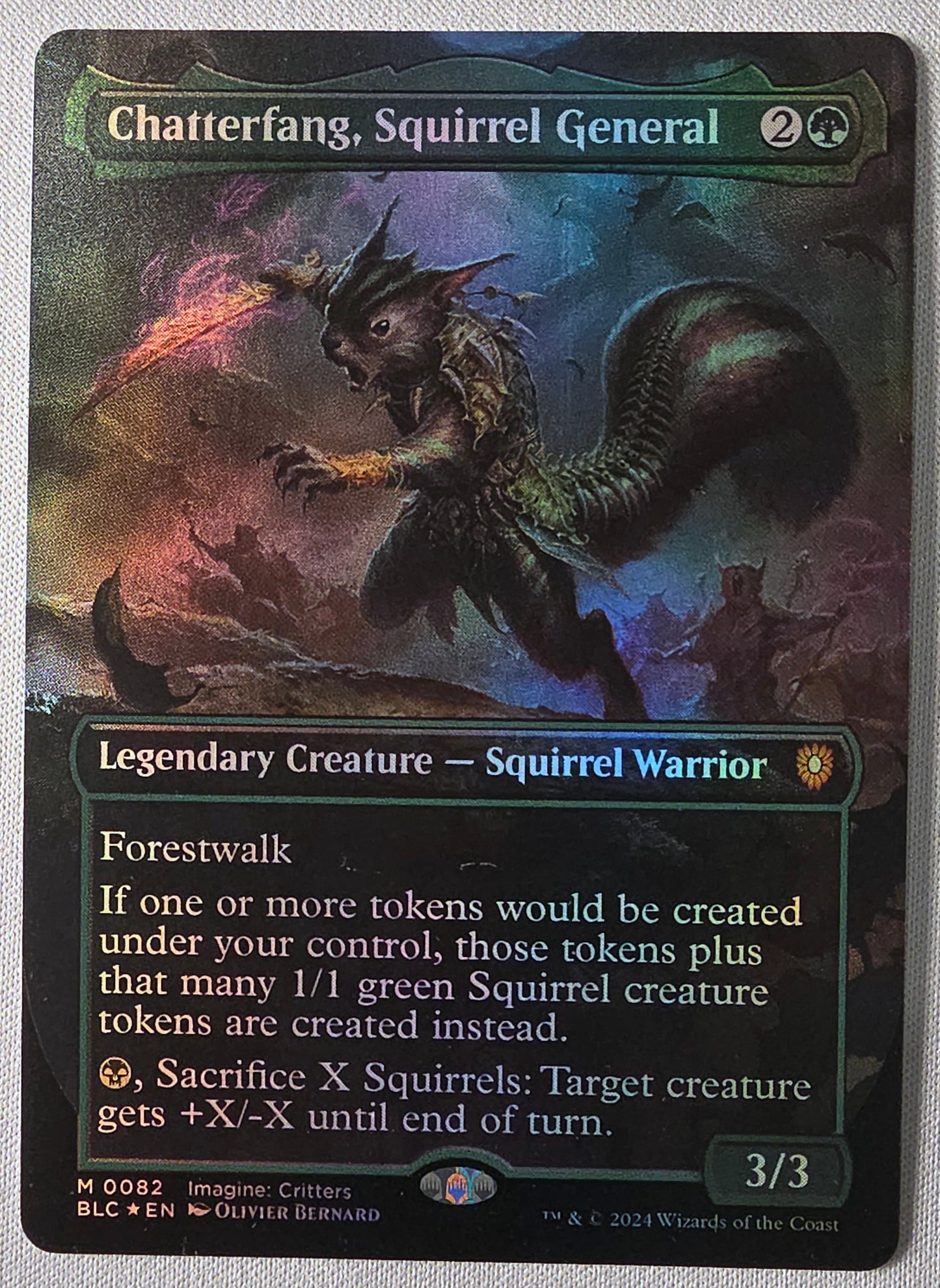 Chatterfang, Squirrel General (Borderless Foil) - Bloomburrow Commander - Scan 01