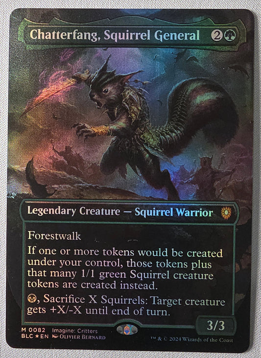 Chatterfang, Squirrel General (Borderless Foil) - Bloomburrow Commander - Scan 01