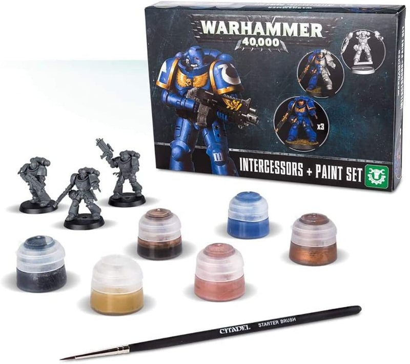 Warhammer 40k Model Miniatures - Primaris Intercessors + Paint Set