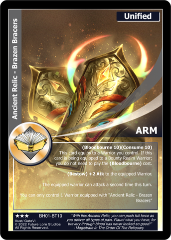 Ancient Relic - Brazen Bracers (BH01-BT10) Foil [Bountiful Harvest Season One - 1st Edition]