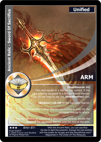 Ancient Relic Sword Of Sacrifice (BH01-BT1) Foil [Bountiful Harvest Season One - 1st Edition]