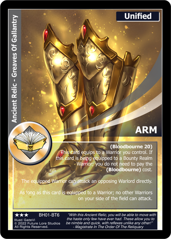 Ancient Relic - Greaves Of Gallantry (BH01-BT6) Foil [Bountiful Harvest Season One - 1st Edition]