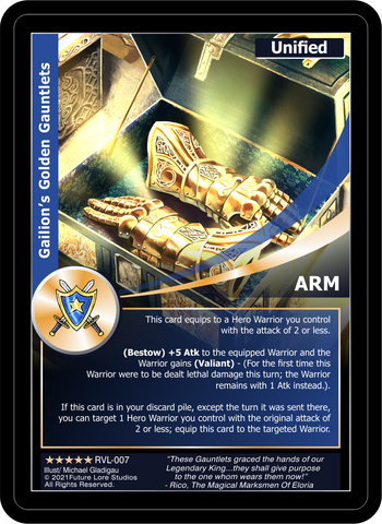 Gailion's Golden Gauntlets (RVL-007) Foil [Ravaged Lands - 1st Edition]