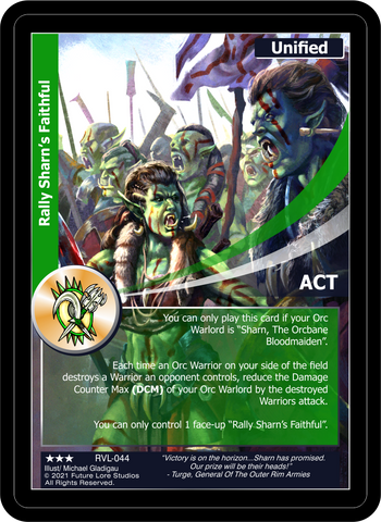 Rally Sharn's Faithful (RVL-044) [Ravaged Lands - 1st Edition]