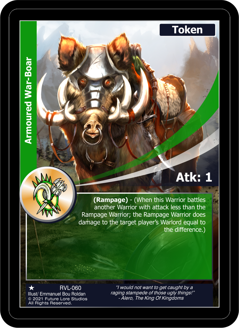 Armoured War-Boar (RVL-060) Token [Ravaged Lands - 1st Edition]