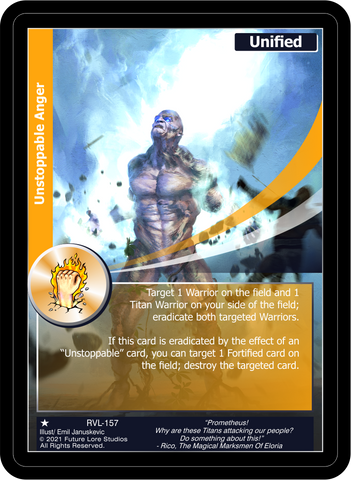 Unstoppable Anger (RVL-157) [Ravaged Lands - 1st Edition]