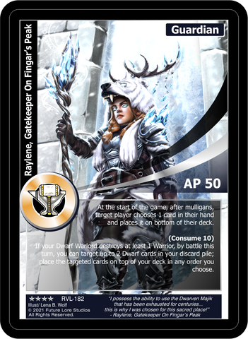 Raylene, Gatekeeper On Fingar's Peak (RVL-182) Foil [Ravaged Lands - 1st Edition]